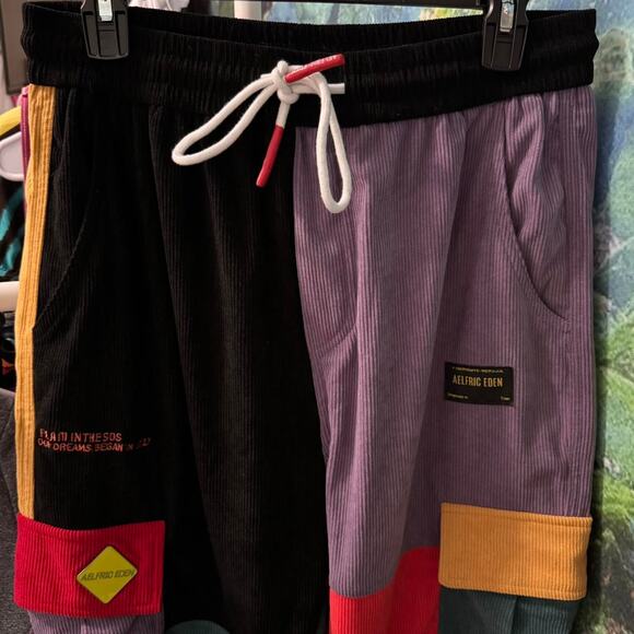 aelfric eden patchwork corduroy jogger pants colorblock streetwear medium - Picture 3 of 6